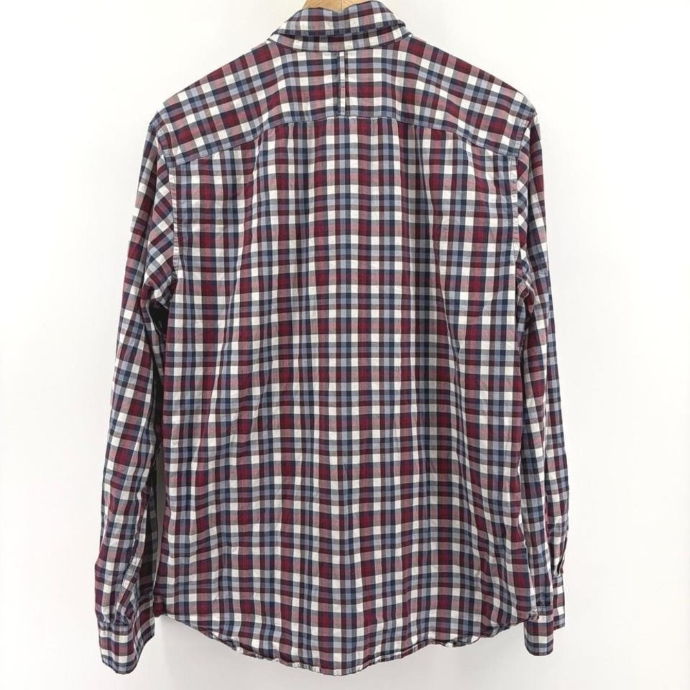 Banana Republic Grant Fit 078 Wash Shirt Red Blue Plaid Button Down Mens M - Picture 3 of 8